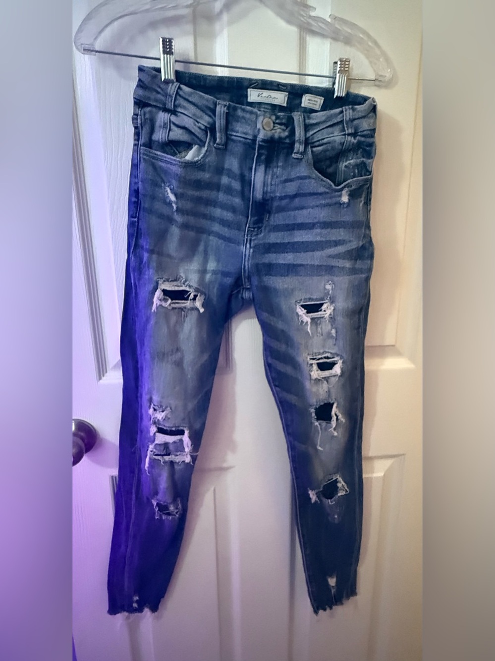 Signature Distressed Dark Blue Skinny Jeans
